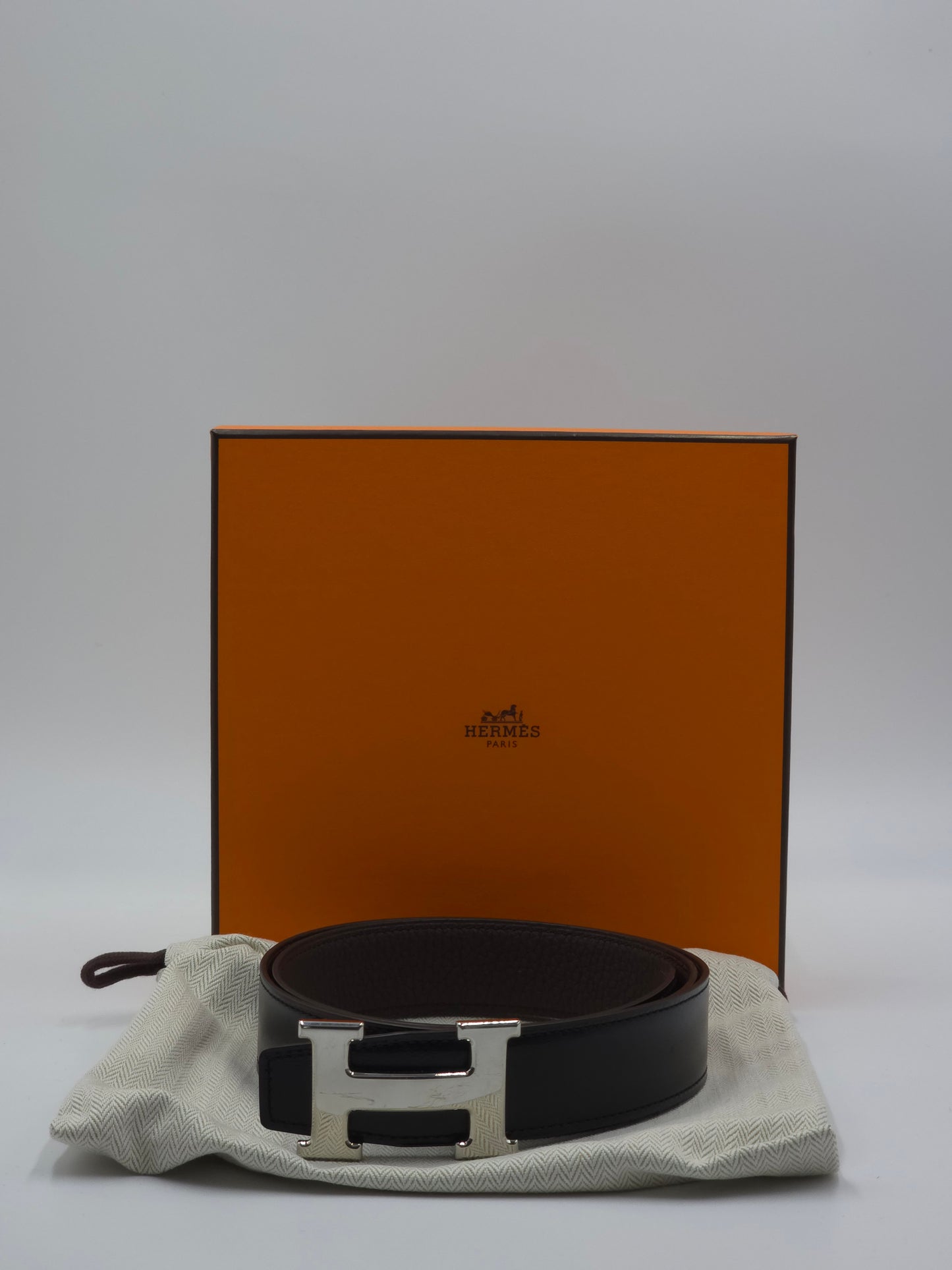 Hérmes Wendegürtel schwarz/braun GR. 85cm