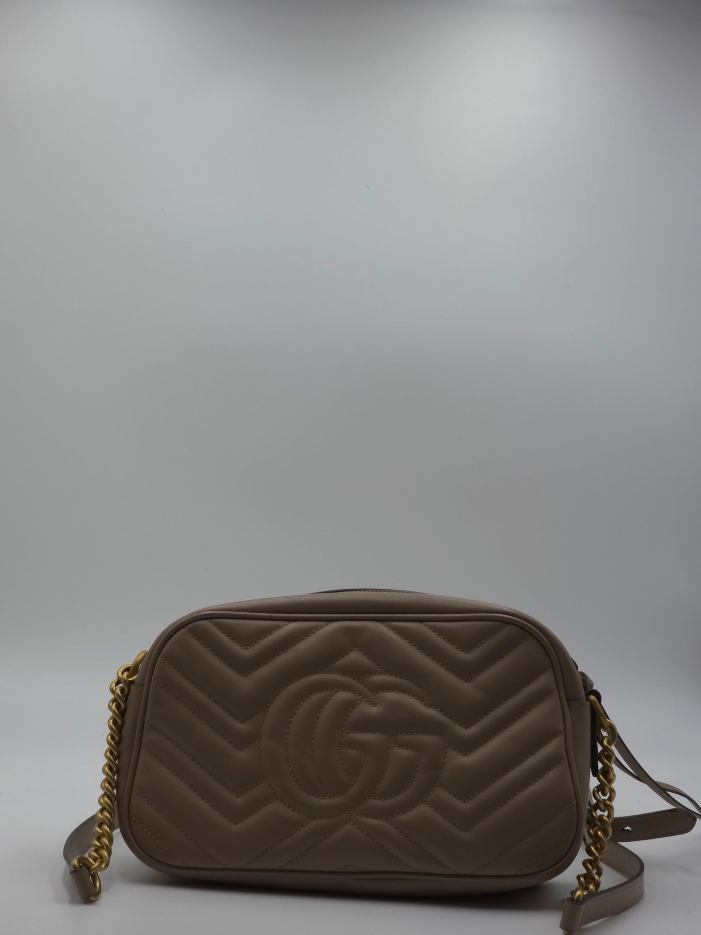 Gucci kleine GG Marmont Schultertasche, Taupefarben