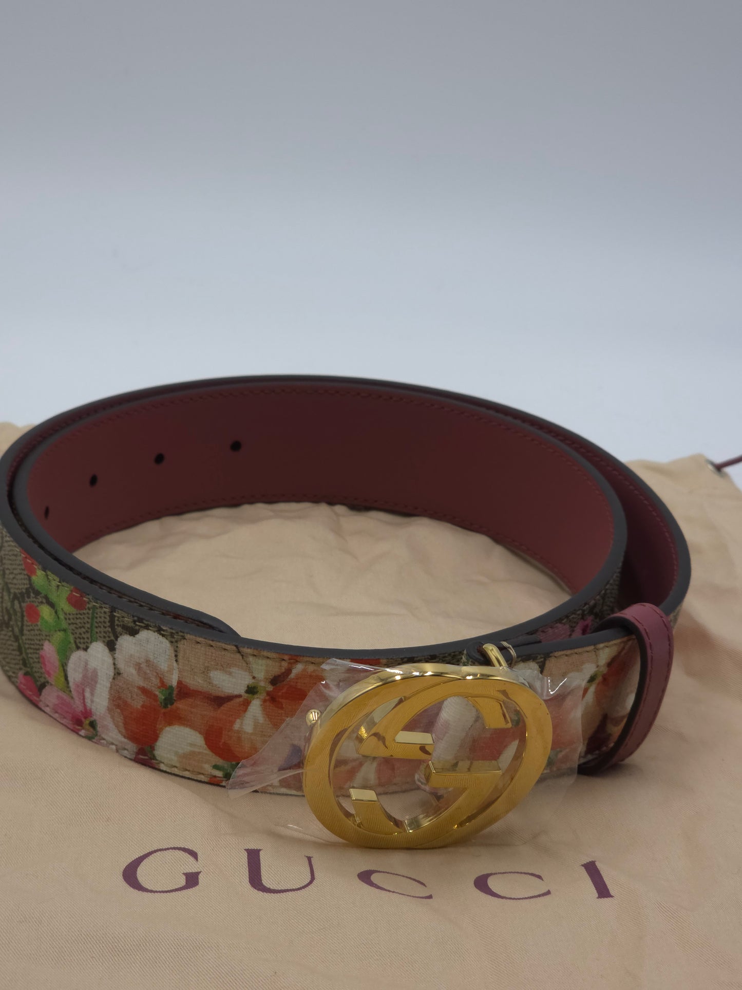 Gucci Blooms GG Supreme-Gürtel aus Canvas mit Blumenmuster Gr. 85