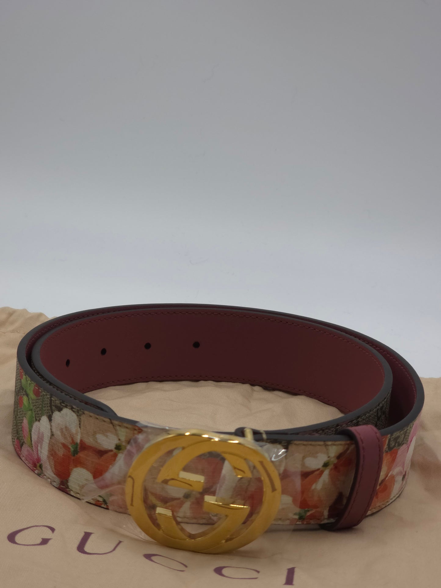 Gucci Blooms GG Supreme-Gürtel aus Canvas mit Blumenmuster Gr. 85