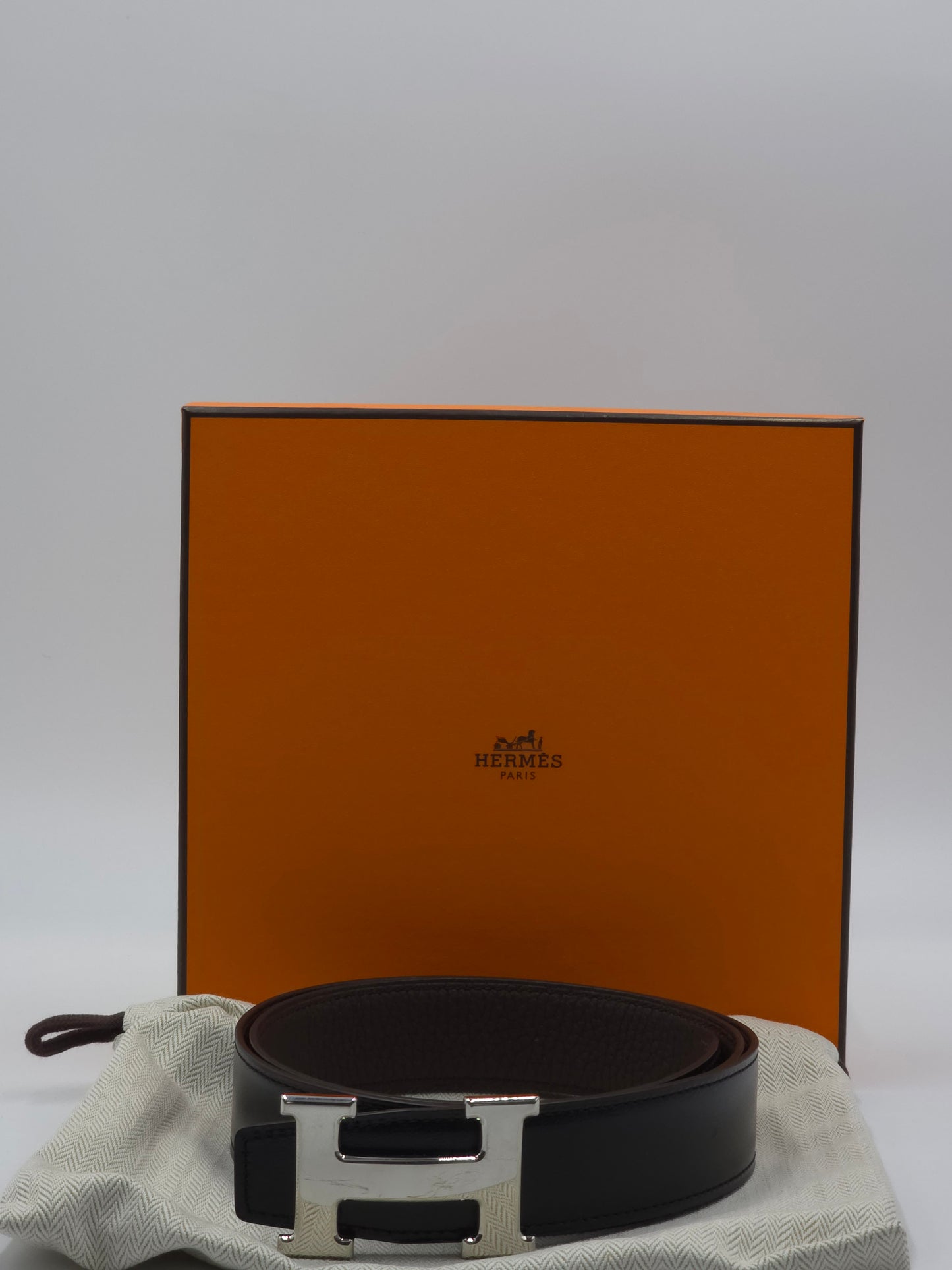 Hérmes Wendegürtel schwarz/braun GR. 85cm