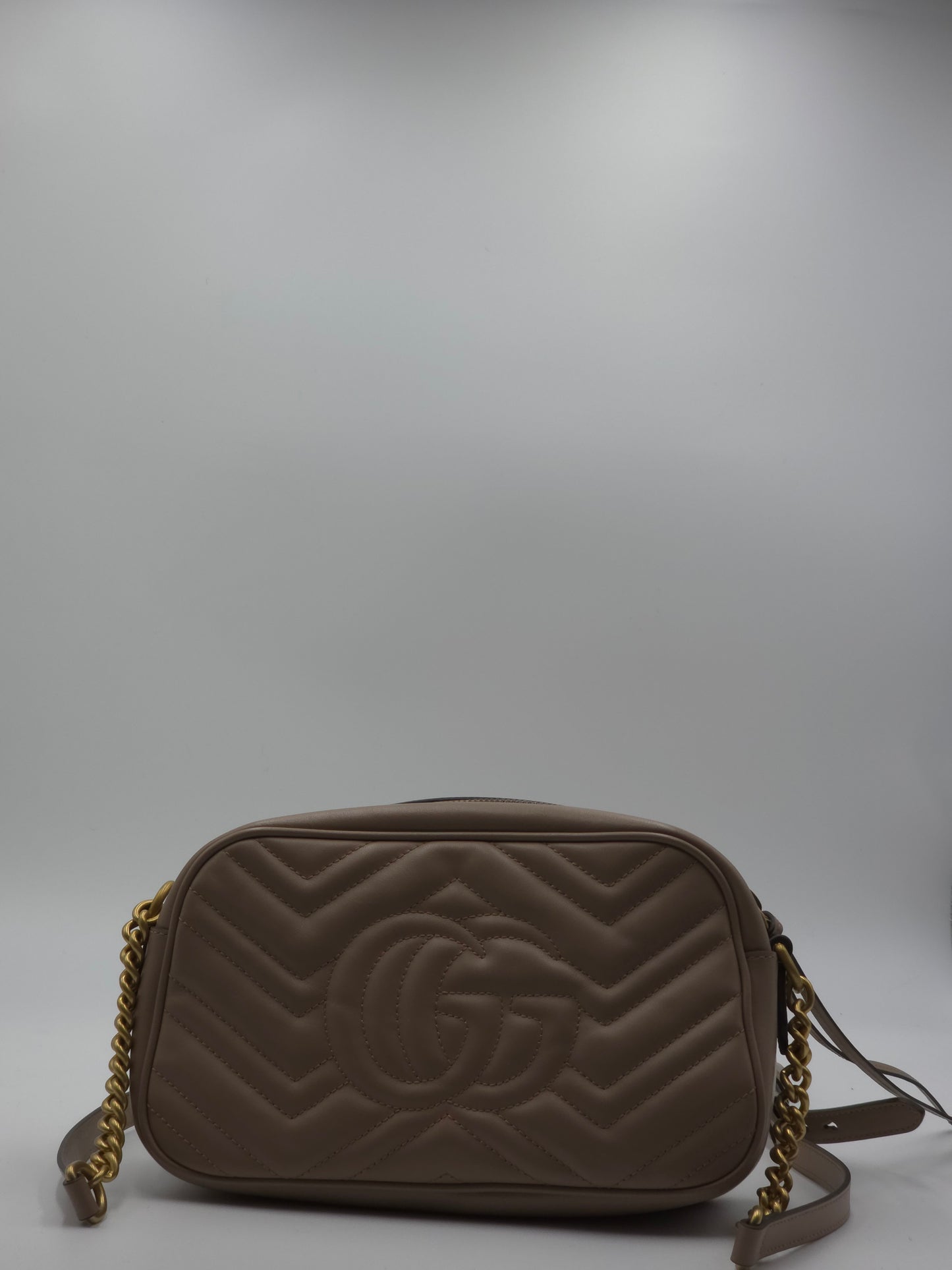 Gucci kleine GG Marmont Schultertasche, Taupefarben