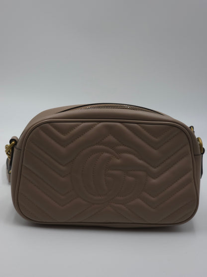 Gucci kleine GG Marmont Schultertasche, Taupefarben